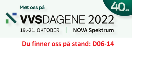 Besøk oss på VVS-Dagene 19.-21. oktober på Lillestrøm