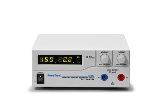 PeakTech 1525 Laboratoriestrømforsyning DC 1 - 16 V / 0 - 40 A