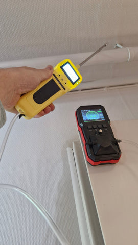 Gassmåler sett med pumpe kalibrert for hydrogenmåling av galvaniserte rør