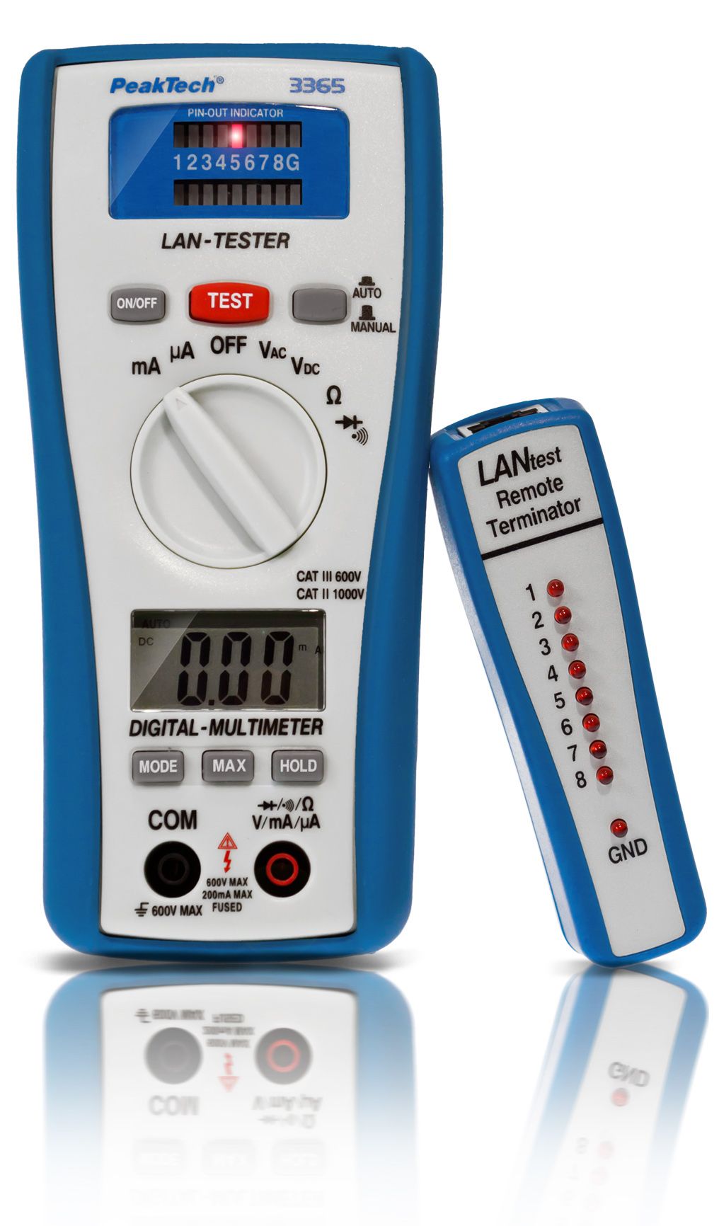 PeakTech P3365 Digitalt multimeter, 2.000 tellinger, med LAN-tester