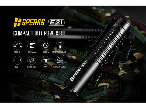 Speras E21 lommelykt i titanium legering