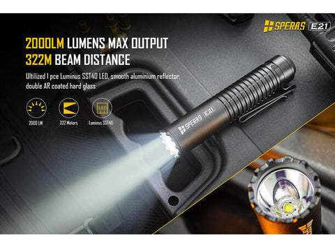 Speras E21 lommelykt i titanium legering