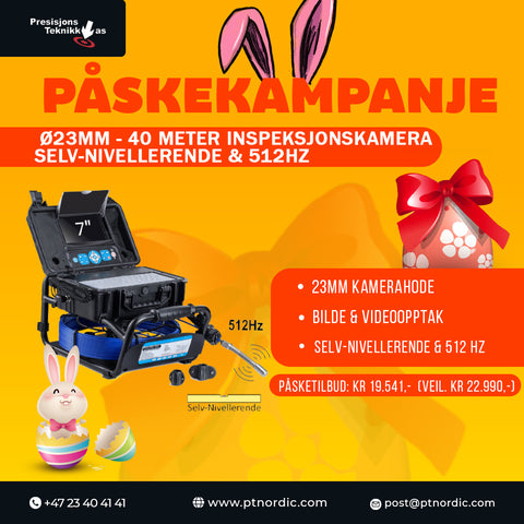 ø23mm - 40 Meter Inspeksjonskamera Selv-Nivellerende & 512Hz
