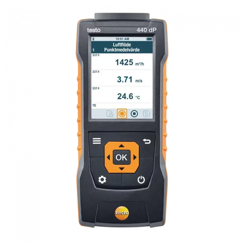 testo 440 dP – Multiinstrument for ventilasjon og inneklima med inkludert differensialtrykksensor