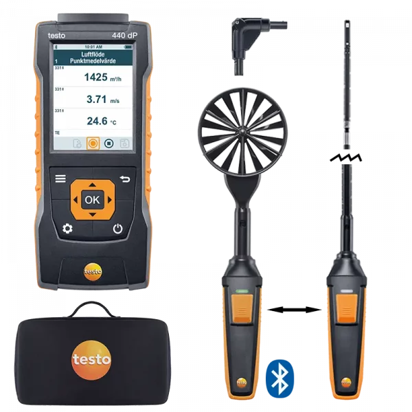 testo 440 dP – Luftmengde Kombisett 1 med Bluetooth