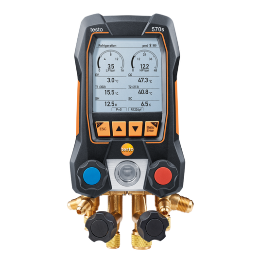 testo 570s – Digital manifold med 4-veis ventilblokk, Bluetooth og intelligent feilanalyse