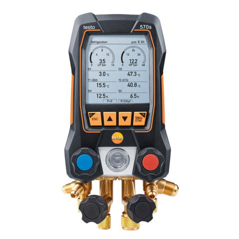 testo 570s – Digital manifold med 4-veis ventilblokk, Bluetooth og intelligent feilanalyse